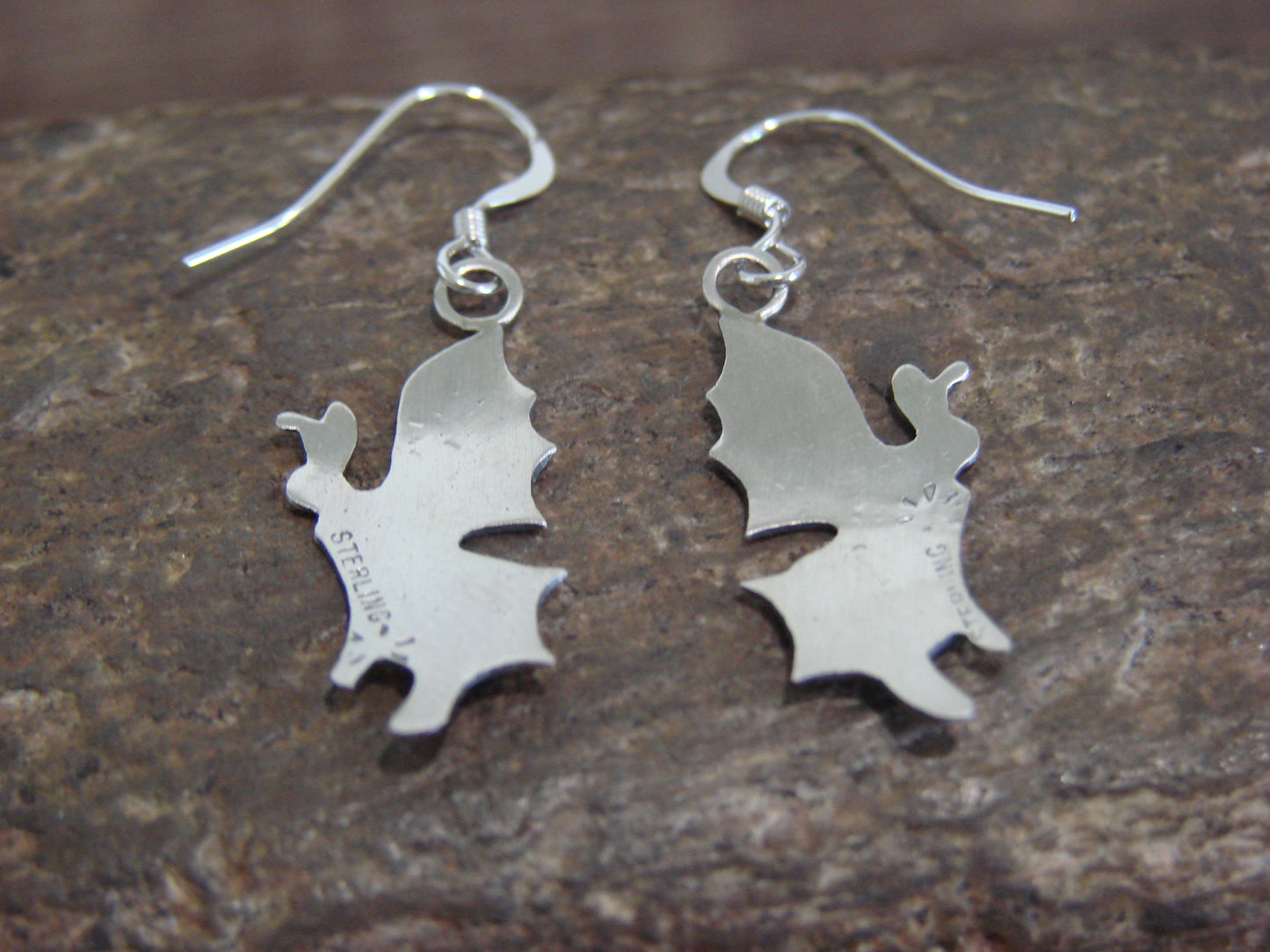 Native American Sterling Silver Butterfly Dangle Earrings by Gene