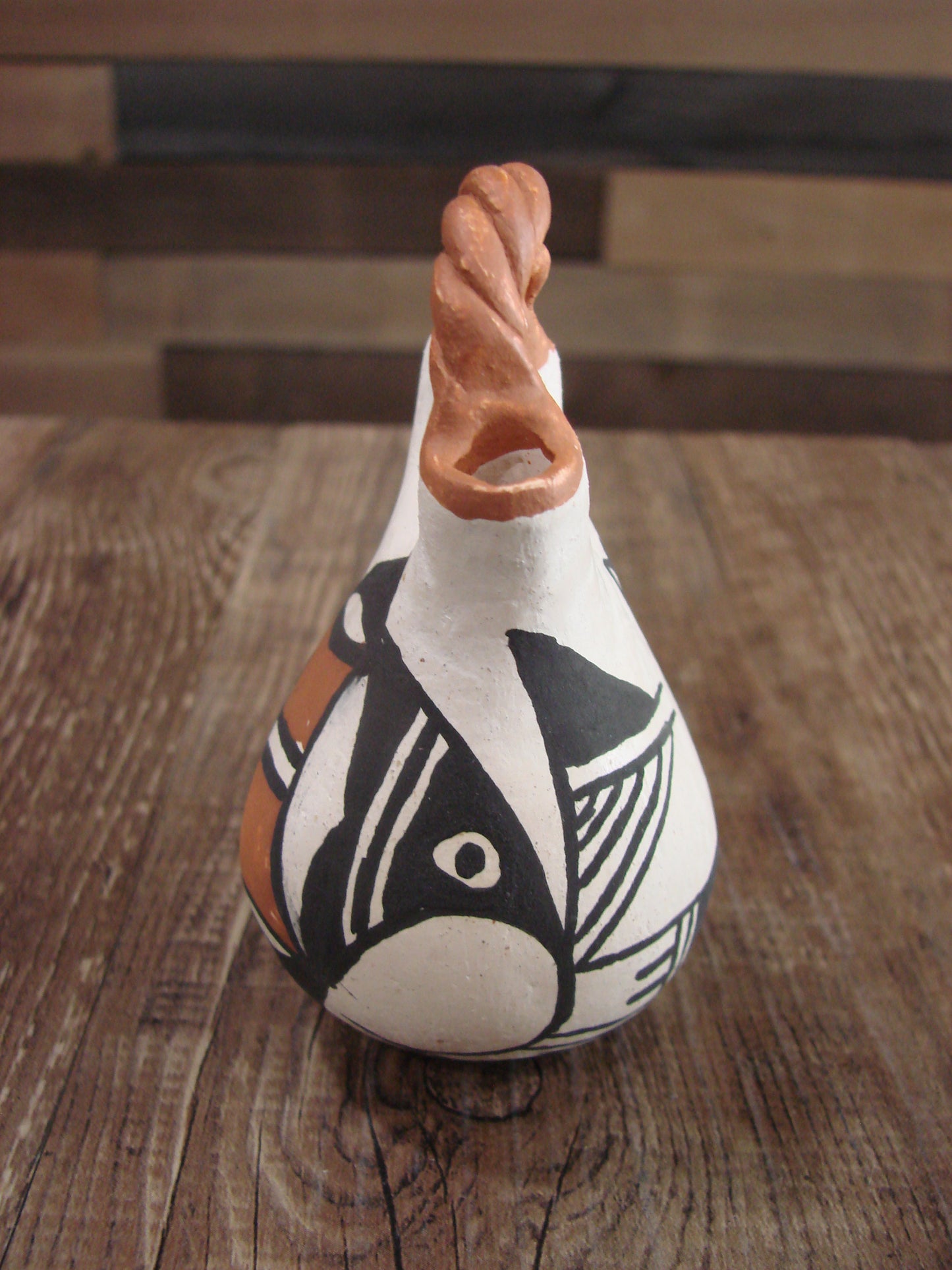 Small Native American Acoma Hand Painted Clay Wedding Vase by Leno