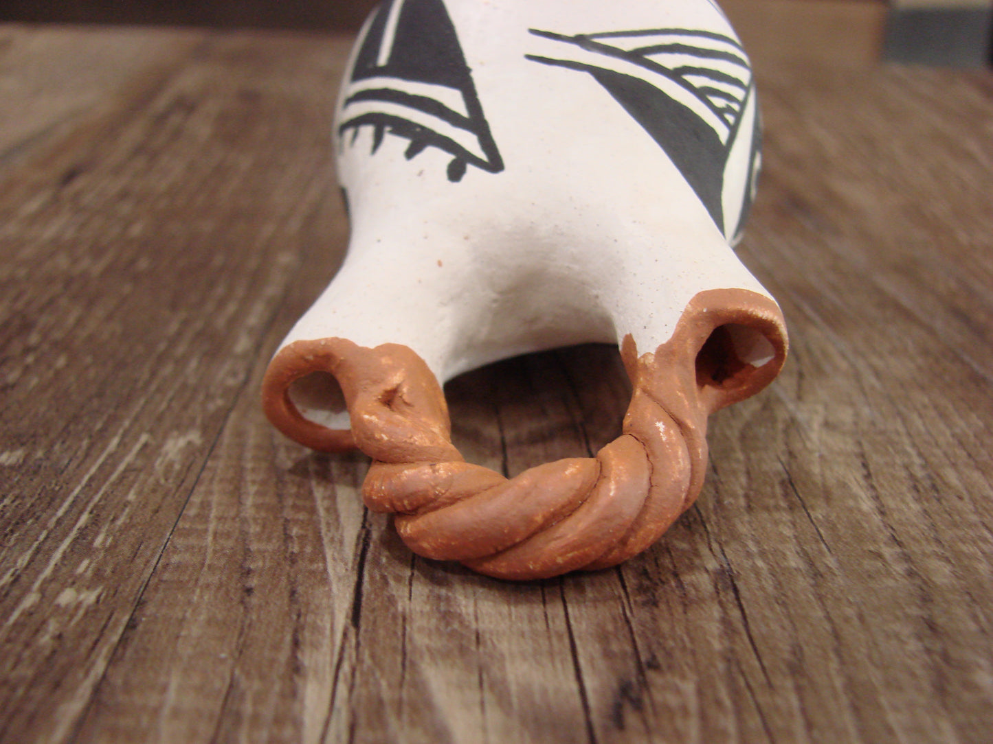 Small Native American Acoma Hand Painted Clay Wedding Vase by Leno