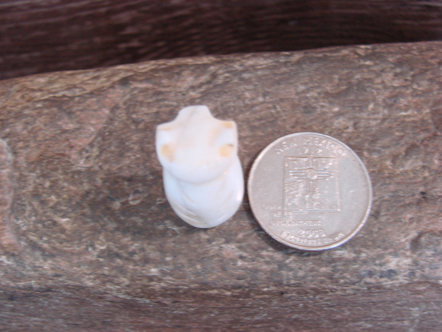 Native American Indian Hand Carved Alabaster Owl Fetish - B. Phillips