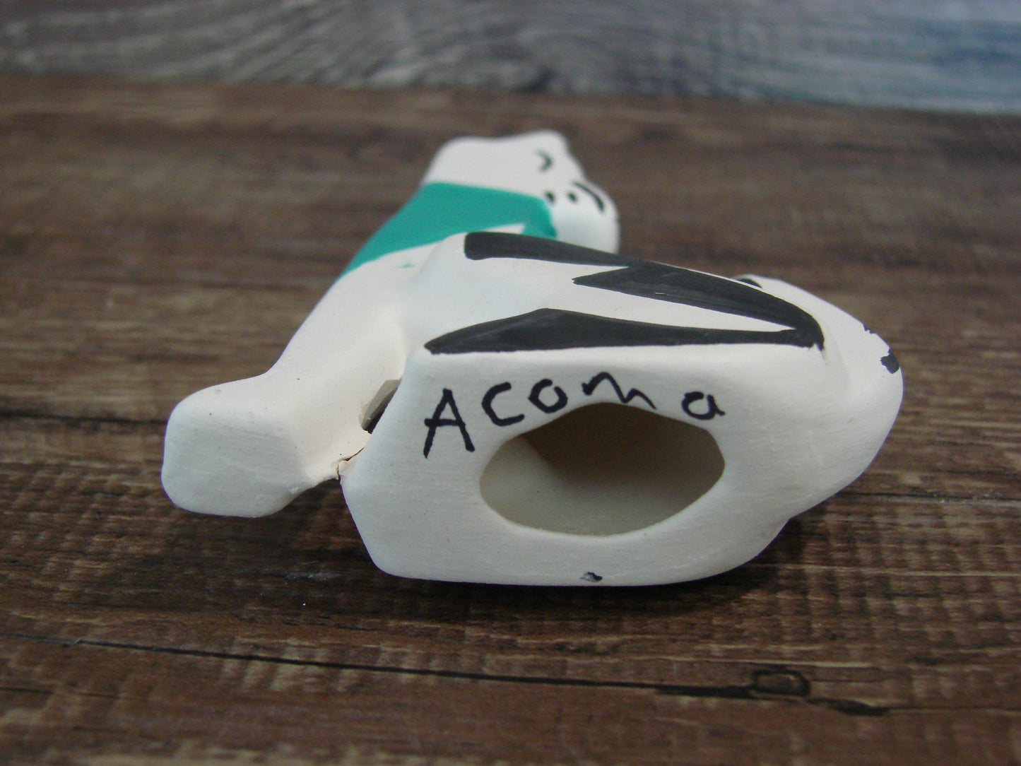 Small Native American Hand Painted Acoma Coyote Pottery by Chino