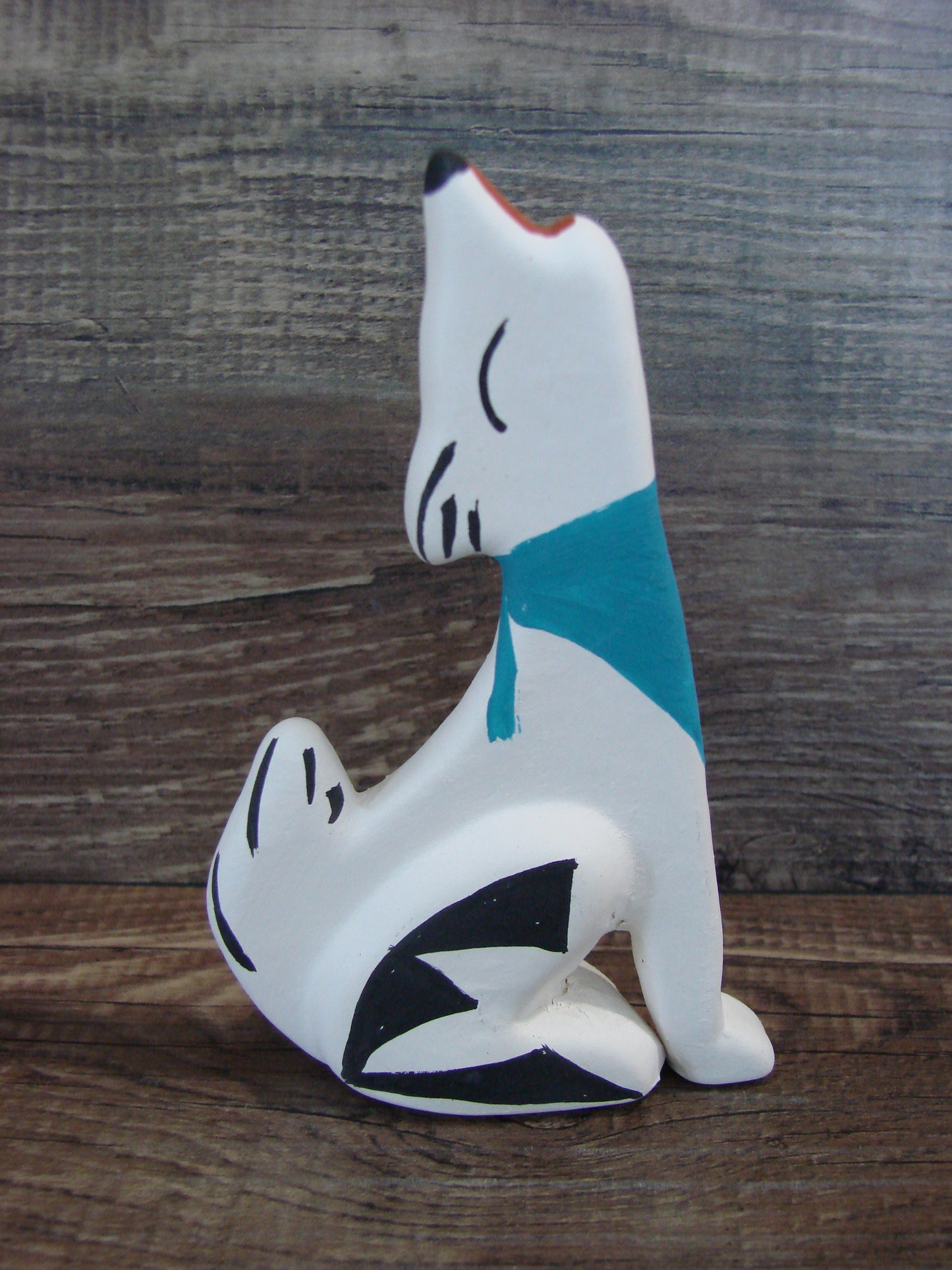 Small Native American Hand Painted Acoma Coyote Pottery by Chino