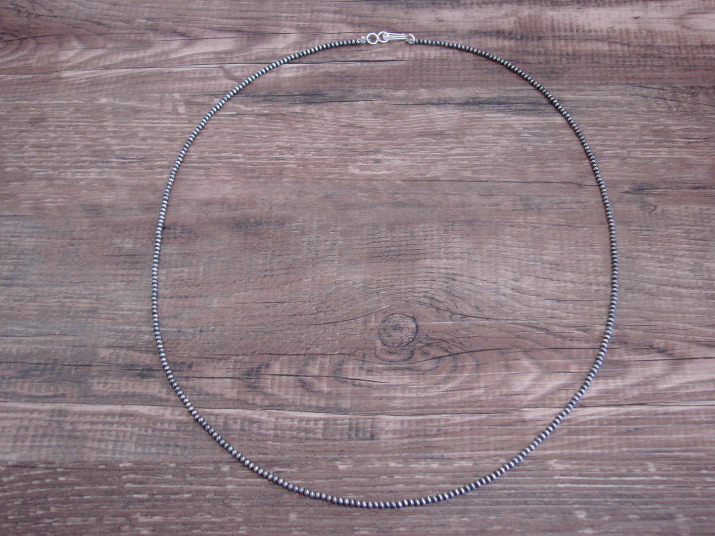 Native American Sterling Silver 2mm Navajo Pearl 22" Necklace - Mariano