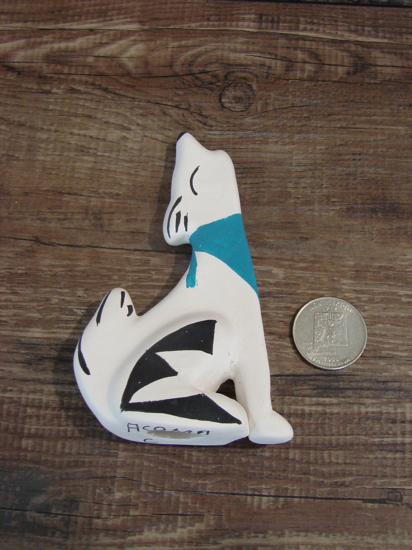 Small Native American Hand Painted Acoma Coyote Pottery by Chino