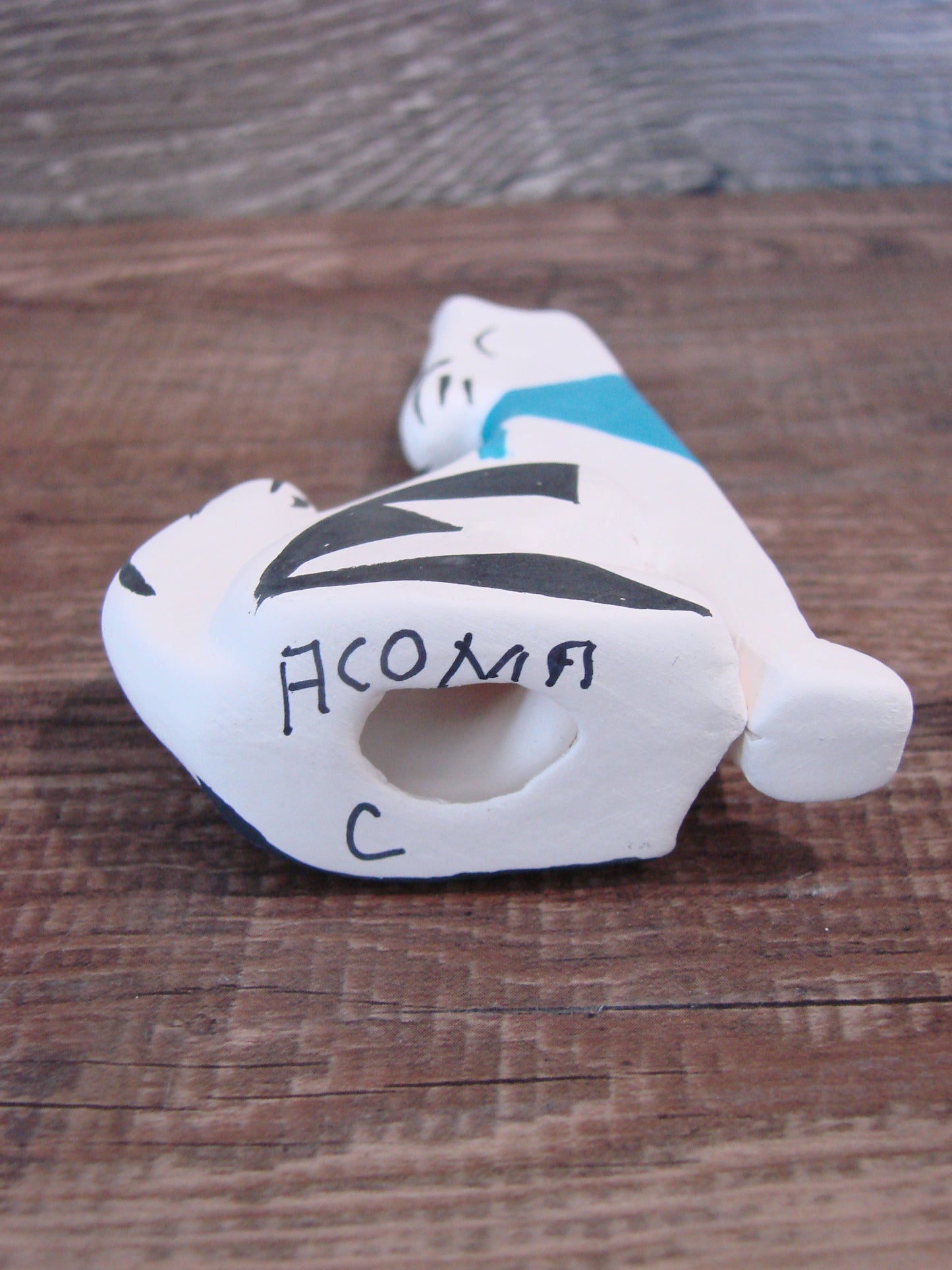 Small Native American Hand Painted Acoma Coyote Pottery by Chino