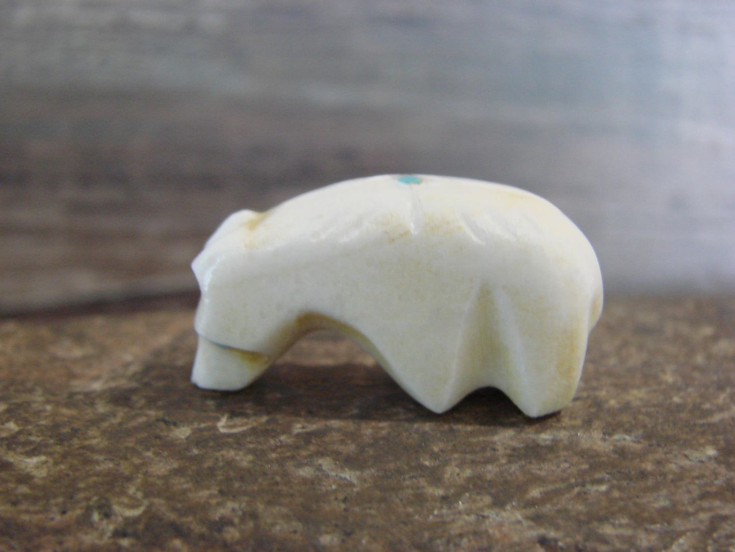 Native American Indian Hand Carved Alabaster Bear Fetish - B. Phillips