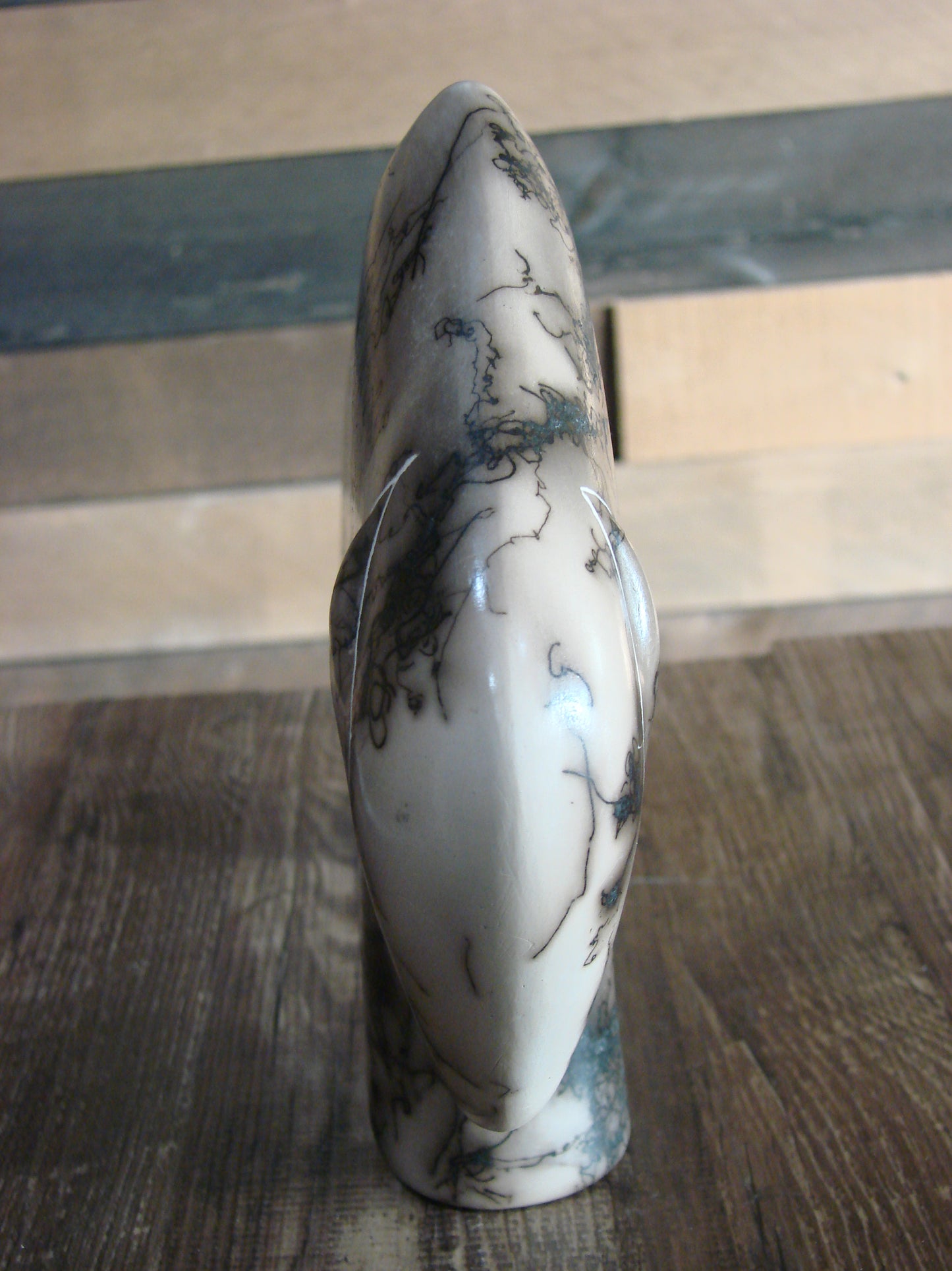 Native American Pottery Horse Hair Buffalo Sculpture by Yellow Corn