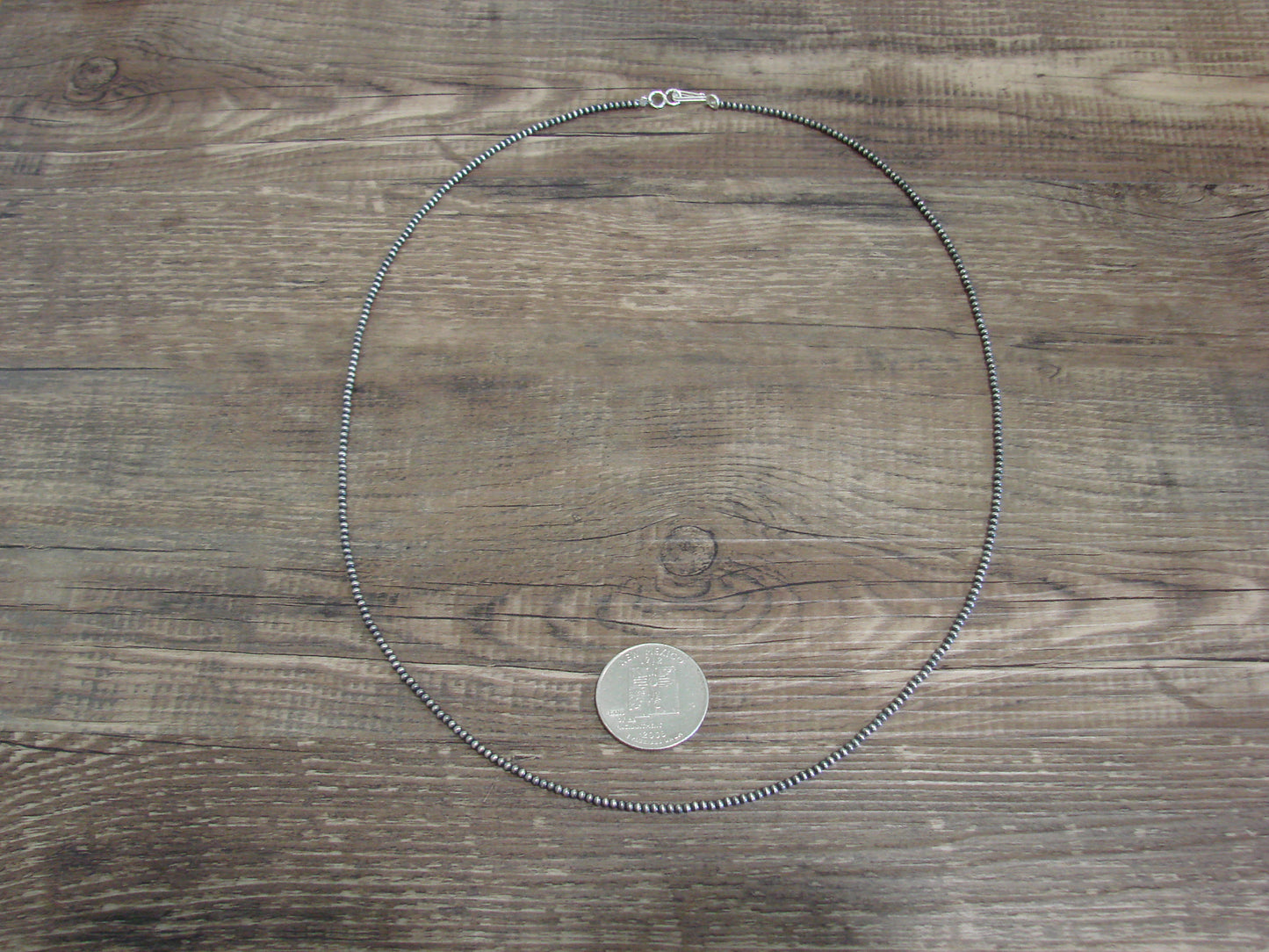 Native American Sterling Silver 2mm Navajo Pearl 22" Necklace - Mariano