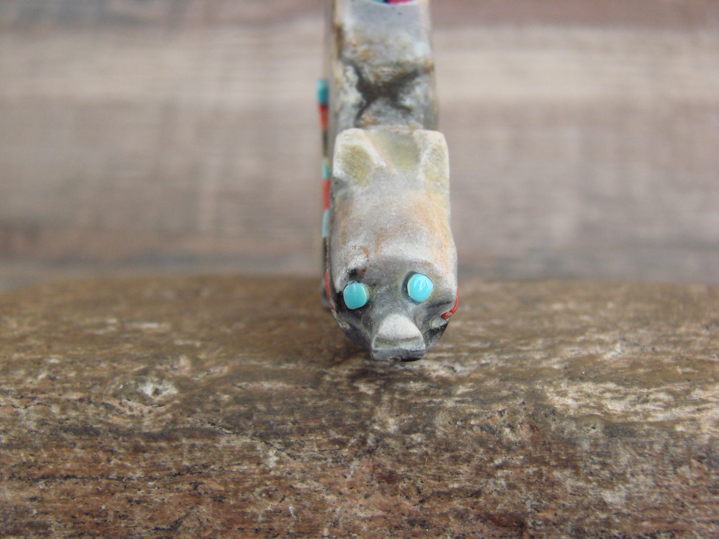 Native American Zuni Hand Carved Heart Line Bear Fetish- Lonjose