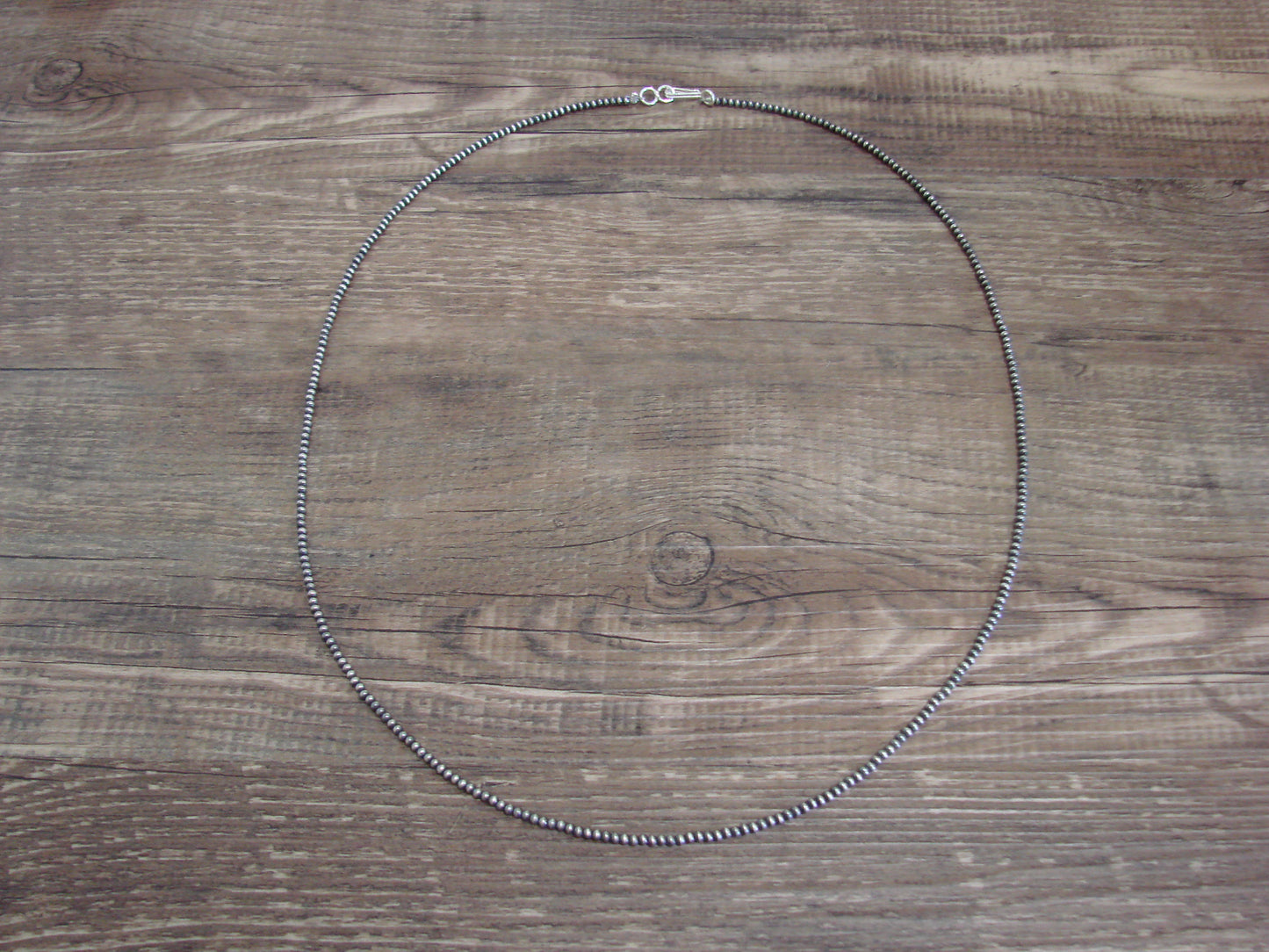 Native American Sterling Silver 2mm Navajo Pearl 22" Necklace - Mariano