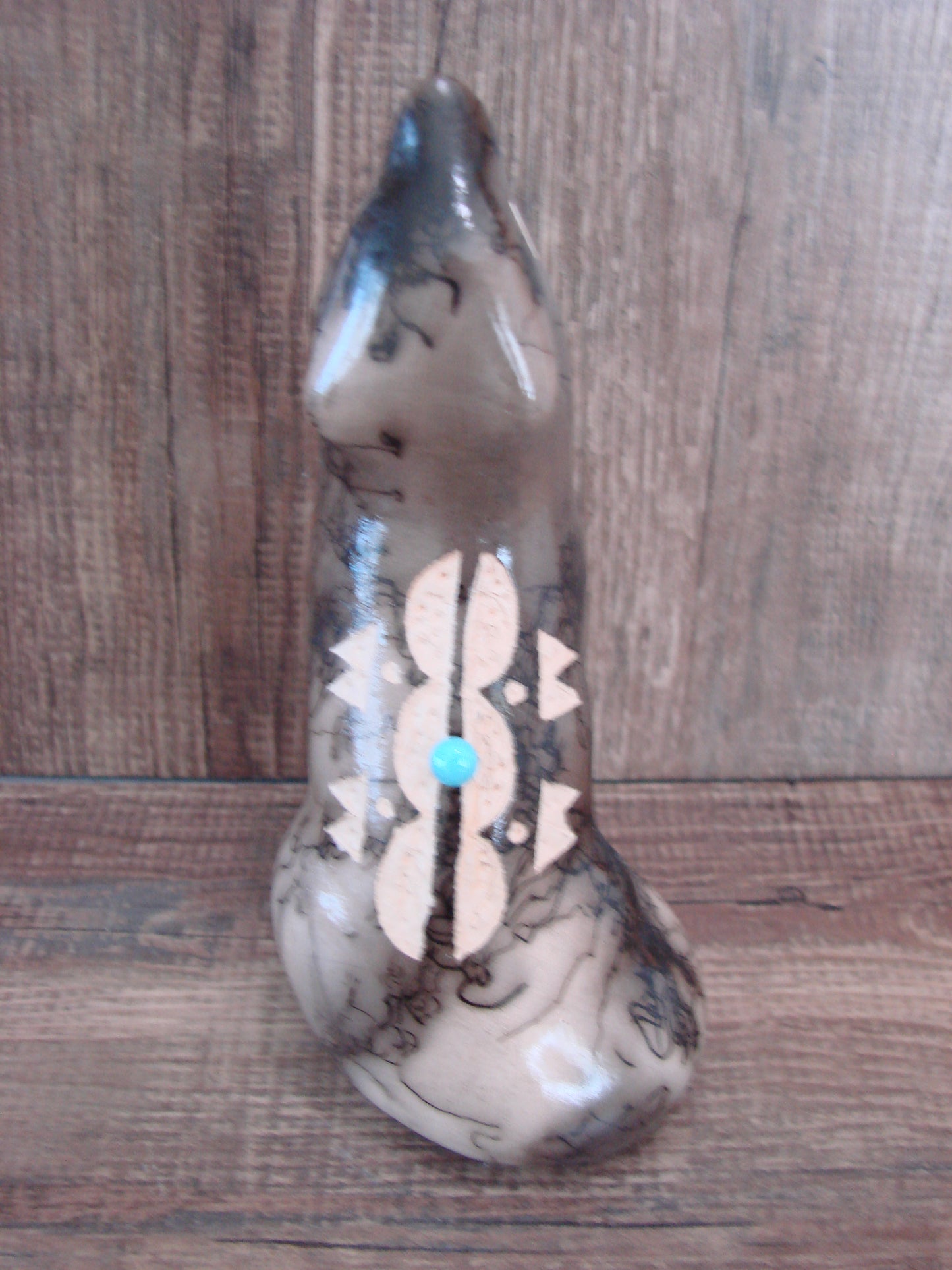 Navajo Pottery Horse Hair Howling Wolf Sculpture by Vail
