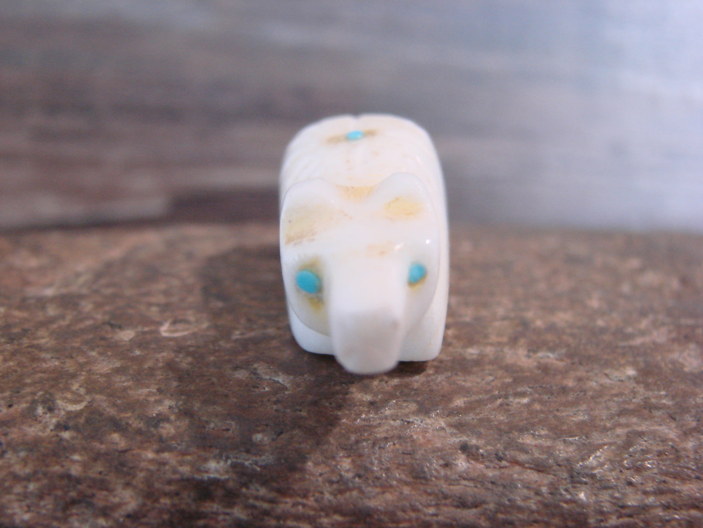 Native American Indian Hand Carved Alabaster Bear Fetish - B. Phillips