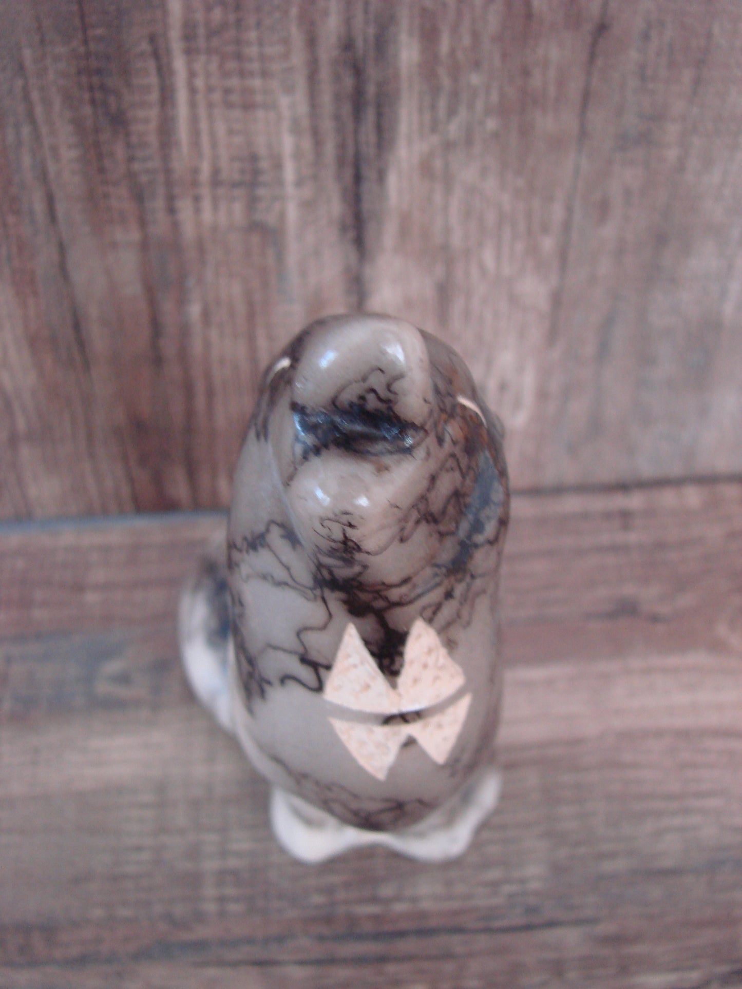 Navajo Pottery Horse Hair Howling Wolf Sculpture by Vail