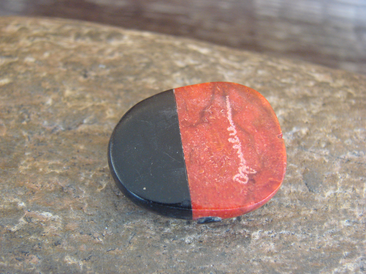 Native American Zuni Hand Carved Coral Ladybug Fetish by Lonasee