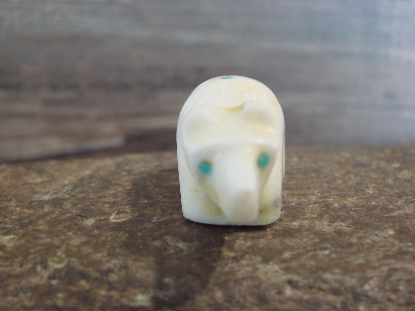 Native American Indian Hand Carved Alabaster Bear Fetish - B. Phillips