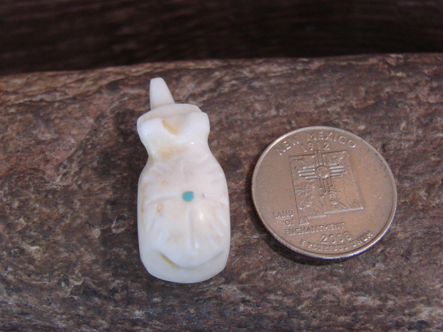 Native American Indian Hand Carved Alabaster Bear Fetish - B. Phillips