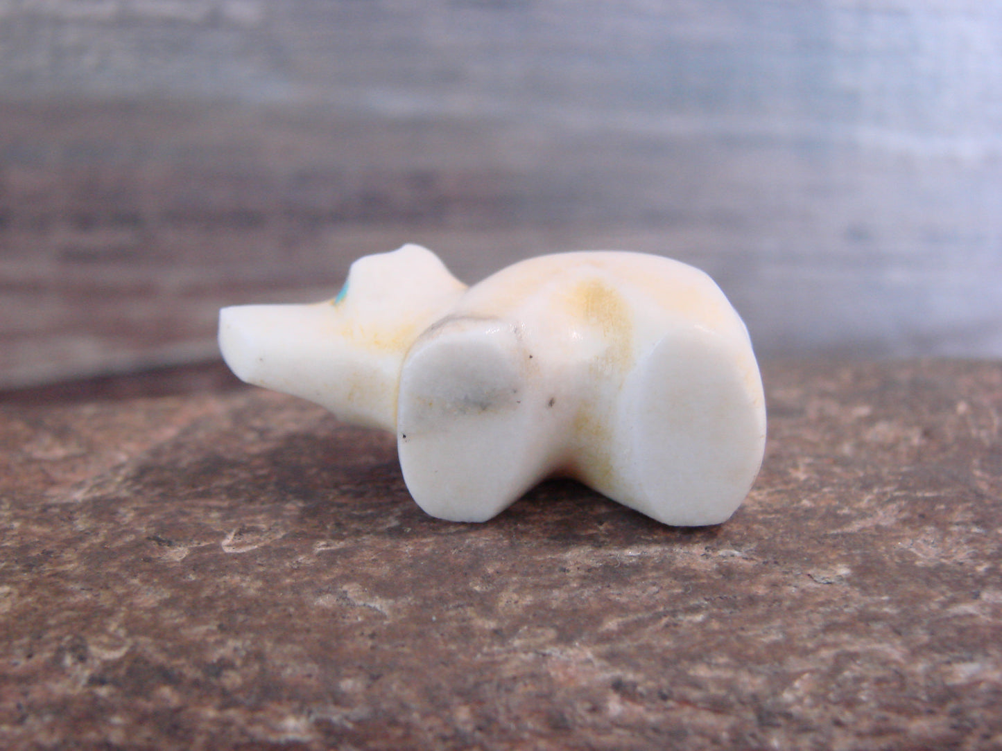 Native American Indian Hand Carved Alabaster Bear Fetish - B. Phillips