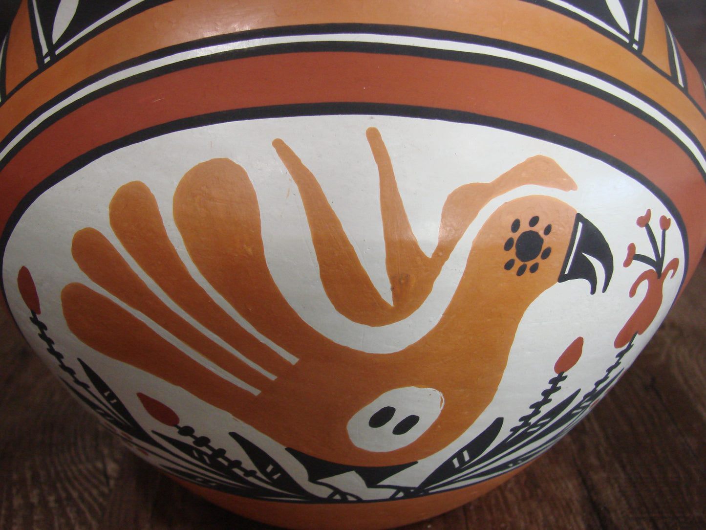 Native American Hand Coiled Fine Line Hand Painted Pottery by Joe