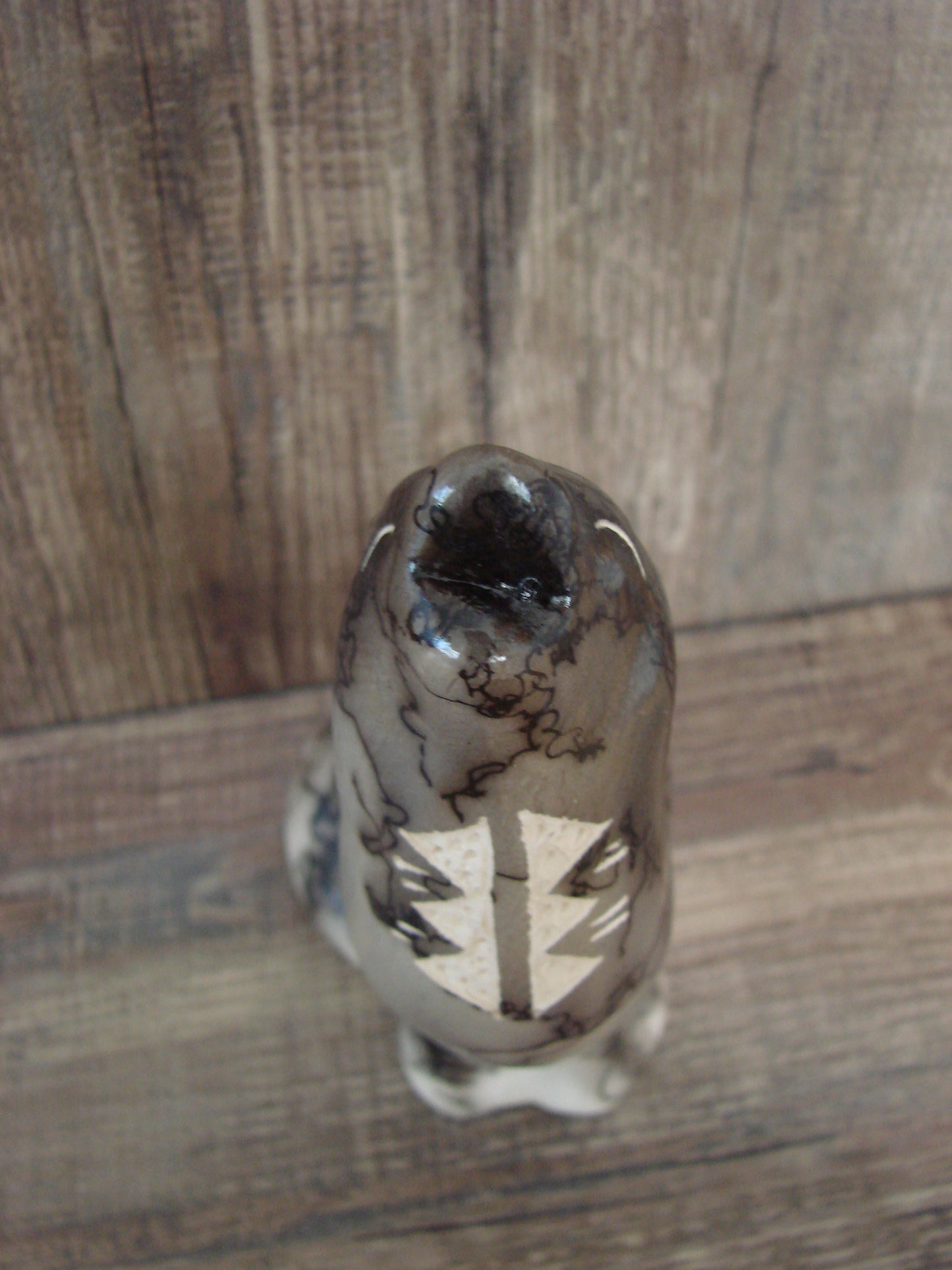 Navajo Pottery Horse Hair Howling Wolf Sculpture by Vail
