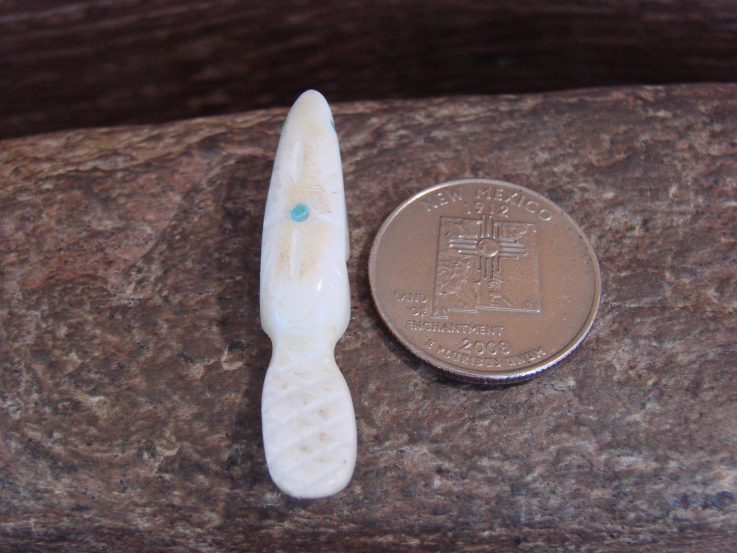 Native American Indian Hand Carved Alabaster Beaver Fetish - B. Phillips