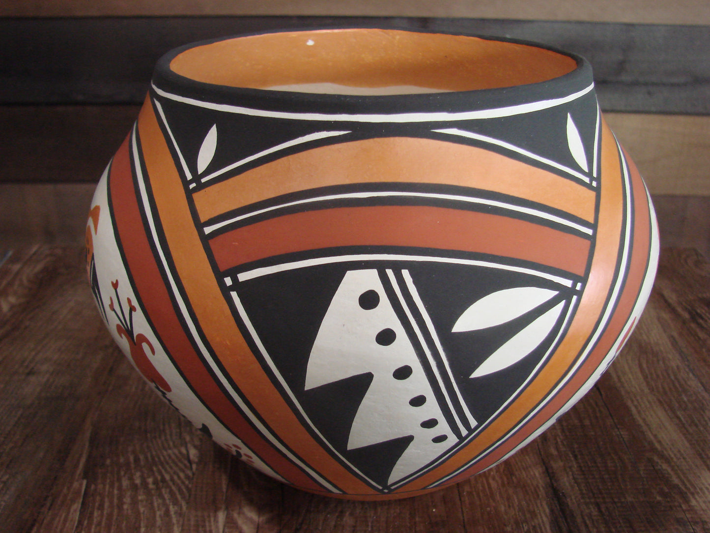 Native American Hand Coiled Fine Line Hand Painted Pottery by Joe