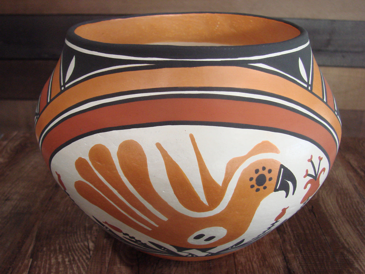Native American Hand Coiled Fine Line Hand Painted Pottery by Joe