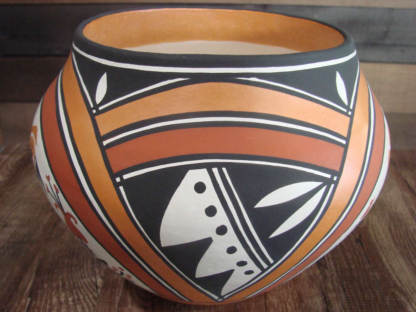 Native American Hand Coiled Fine Line Hand Painted Pottery by Joe