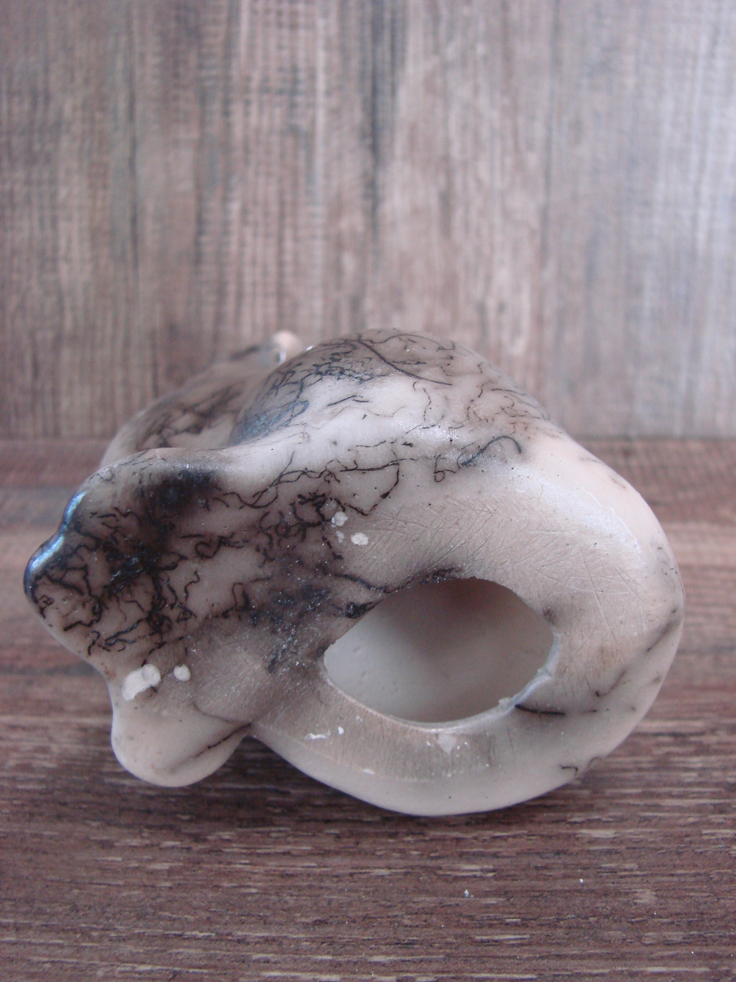 Navajo Pottery Horse Hair Howling Wolf Sculpture by Vail