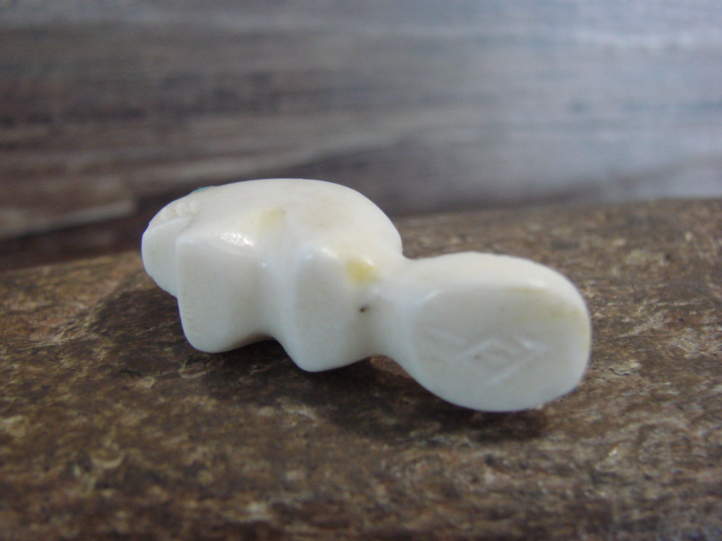 Native American Indian Hand Carved Alabaster Beaver Fetish - B. Phillips
