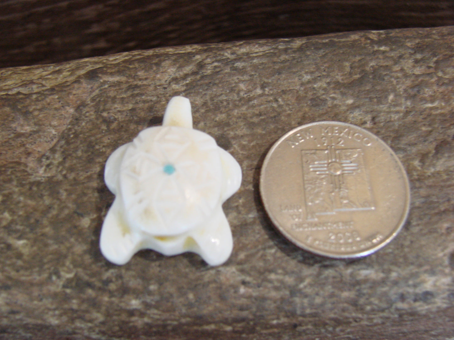 Native American Indian Hand Carved Alabaster Turtle Fetish - B. Phillips
