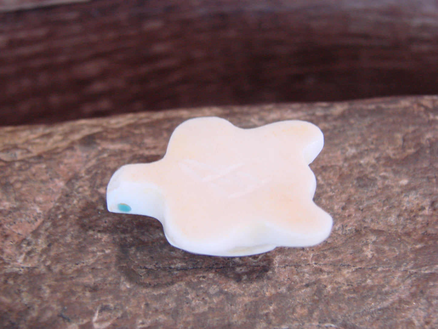 Native American Indian Hand Carved Alabaster Turtle Fetish - B. Phillips