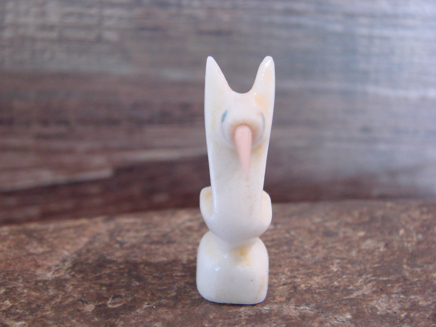 Native American Indian Hand Carved Alabaster Hummingbird Fetish - B. Phillips