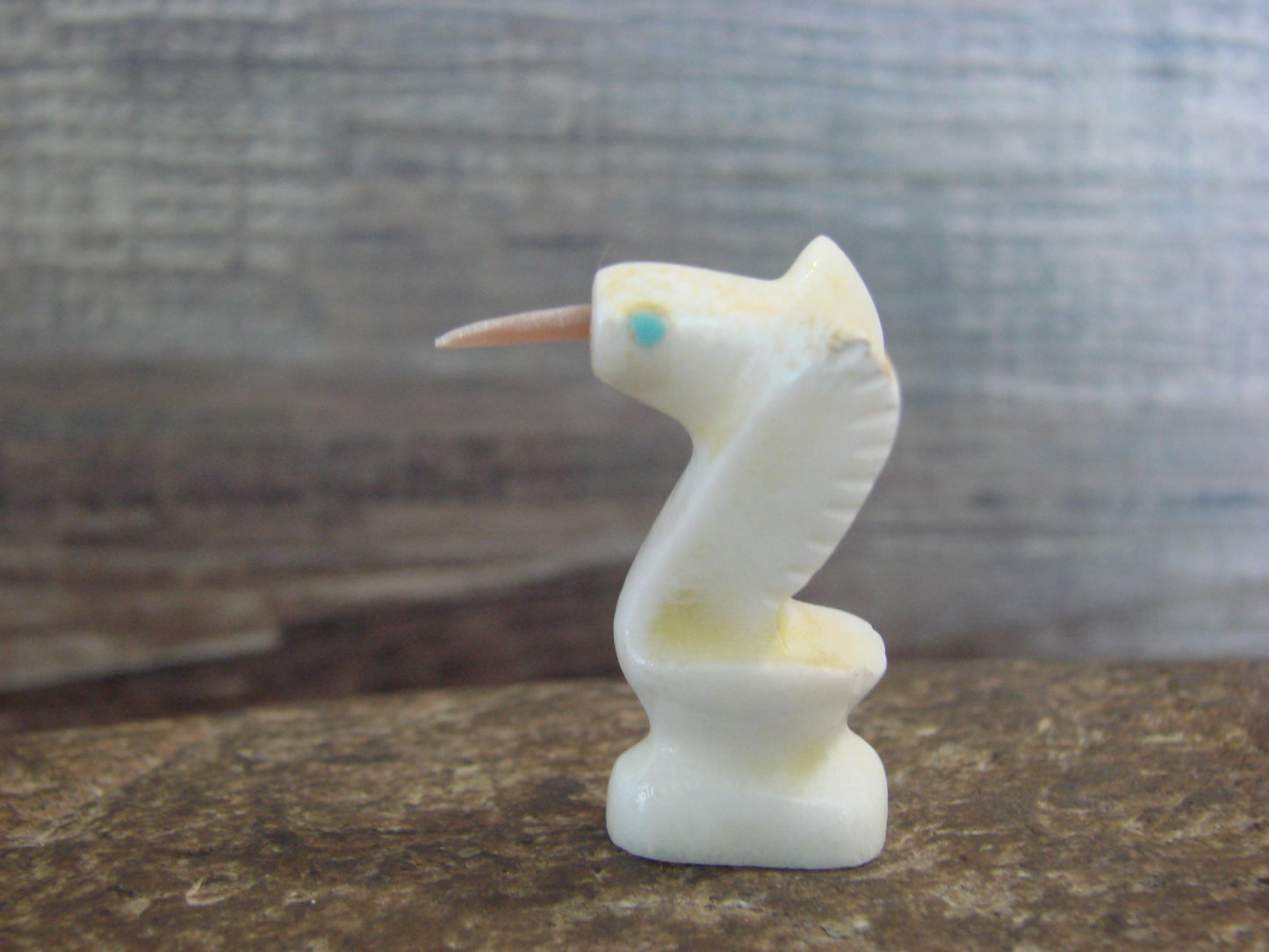 Native American Indian Hand Carved Alabaster Hummingbird Fetish - B. Phillips