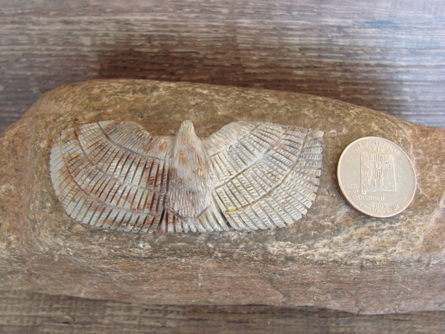 Native American Zuni Hand Carved Eagle Fetish - Lowsayatee