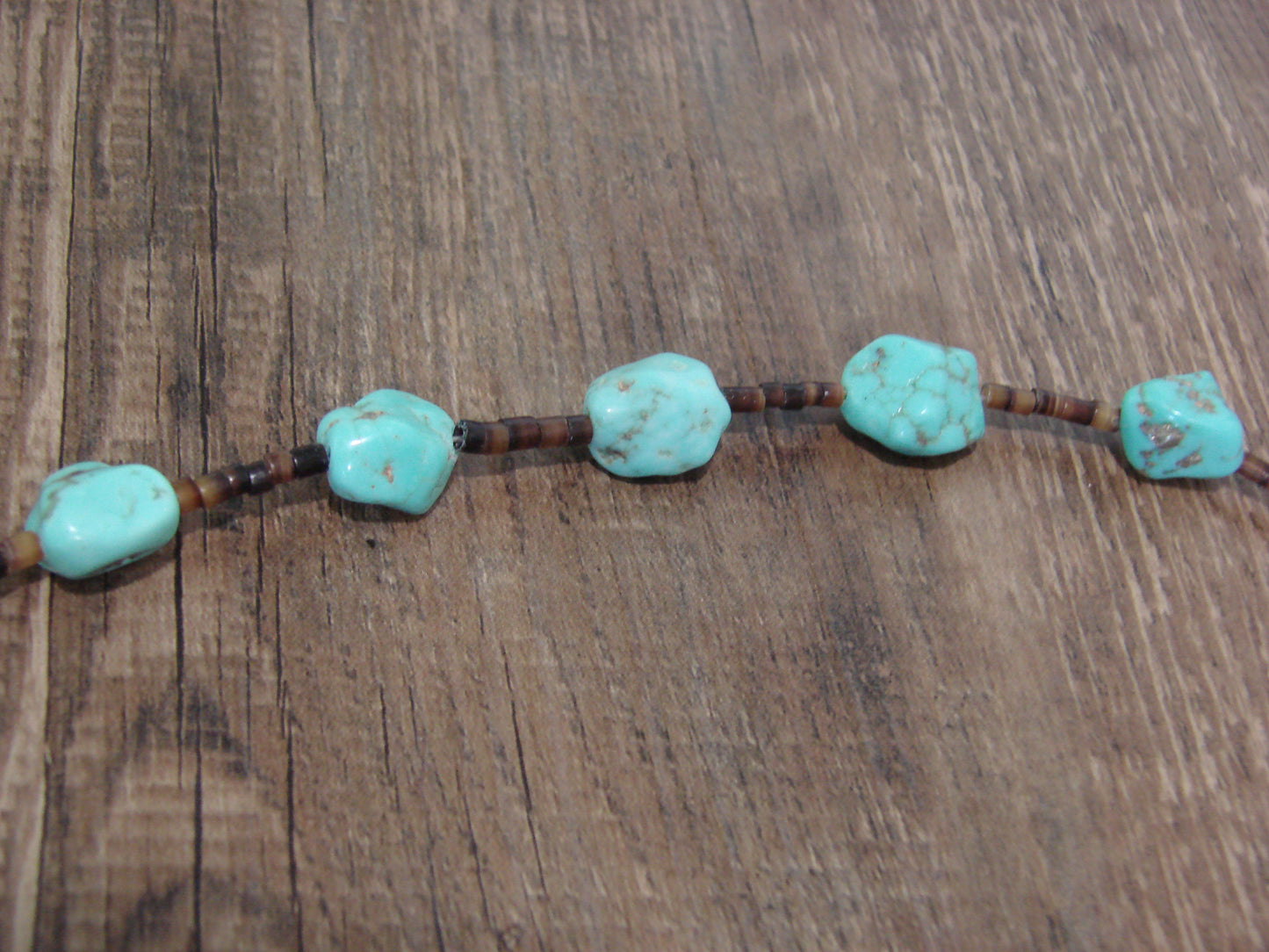 Native American Sterling Silver Turquoise Nugget Stone 23" Necklace by I. John