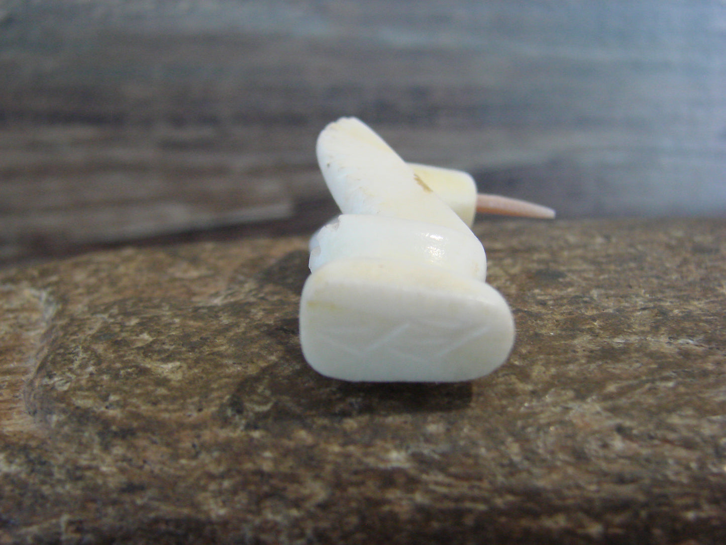Native American Indian Hand Carved Alabaster Hummingbird Fetish - B. Phillips