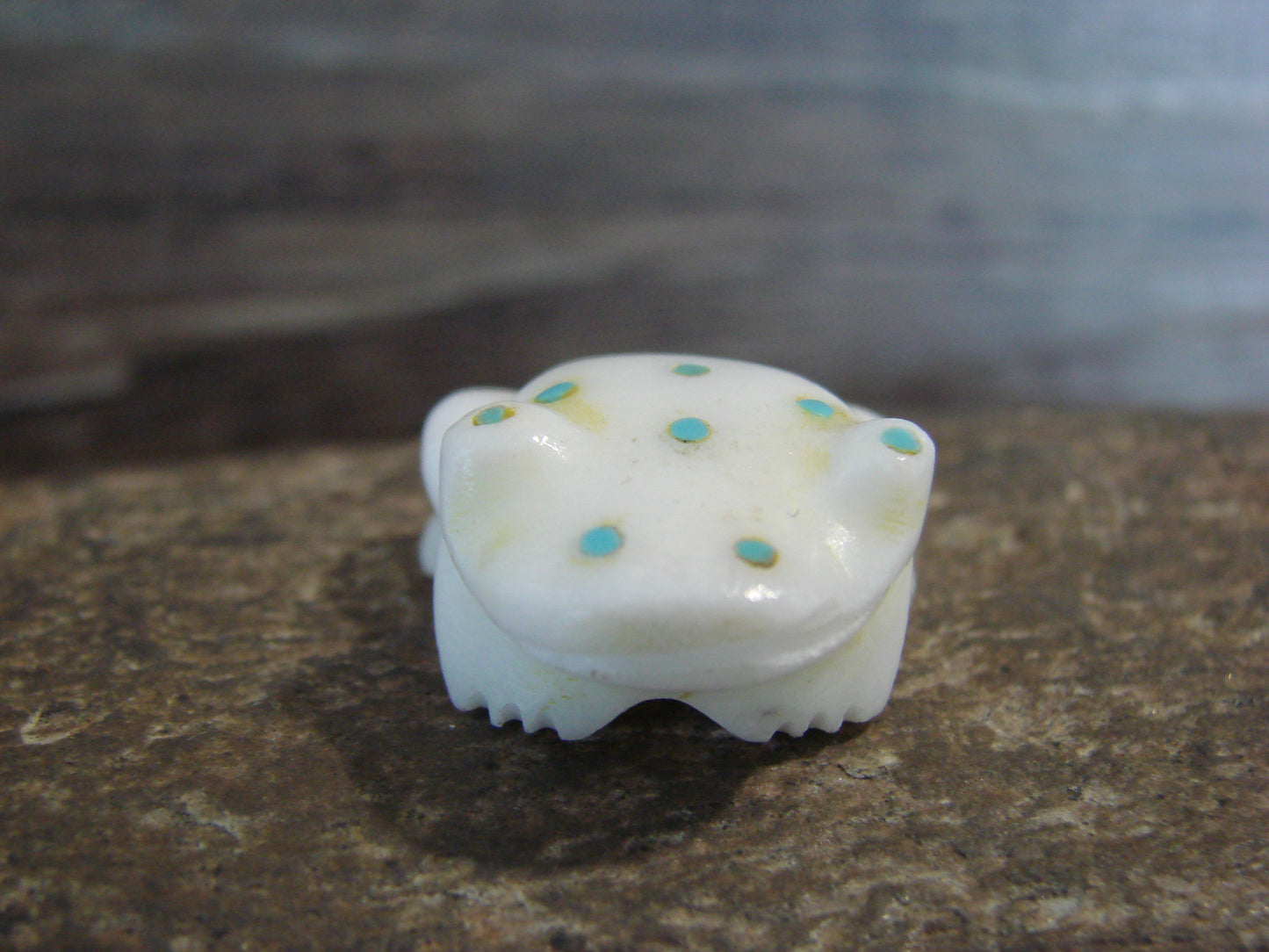 Native American Indian Hand Carved Alabaster Frog Fetish - B. Phillips