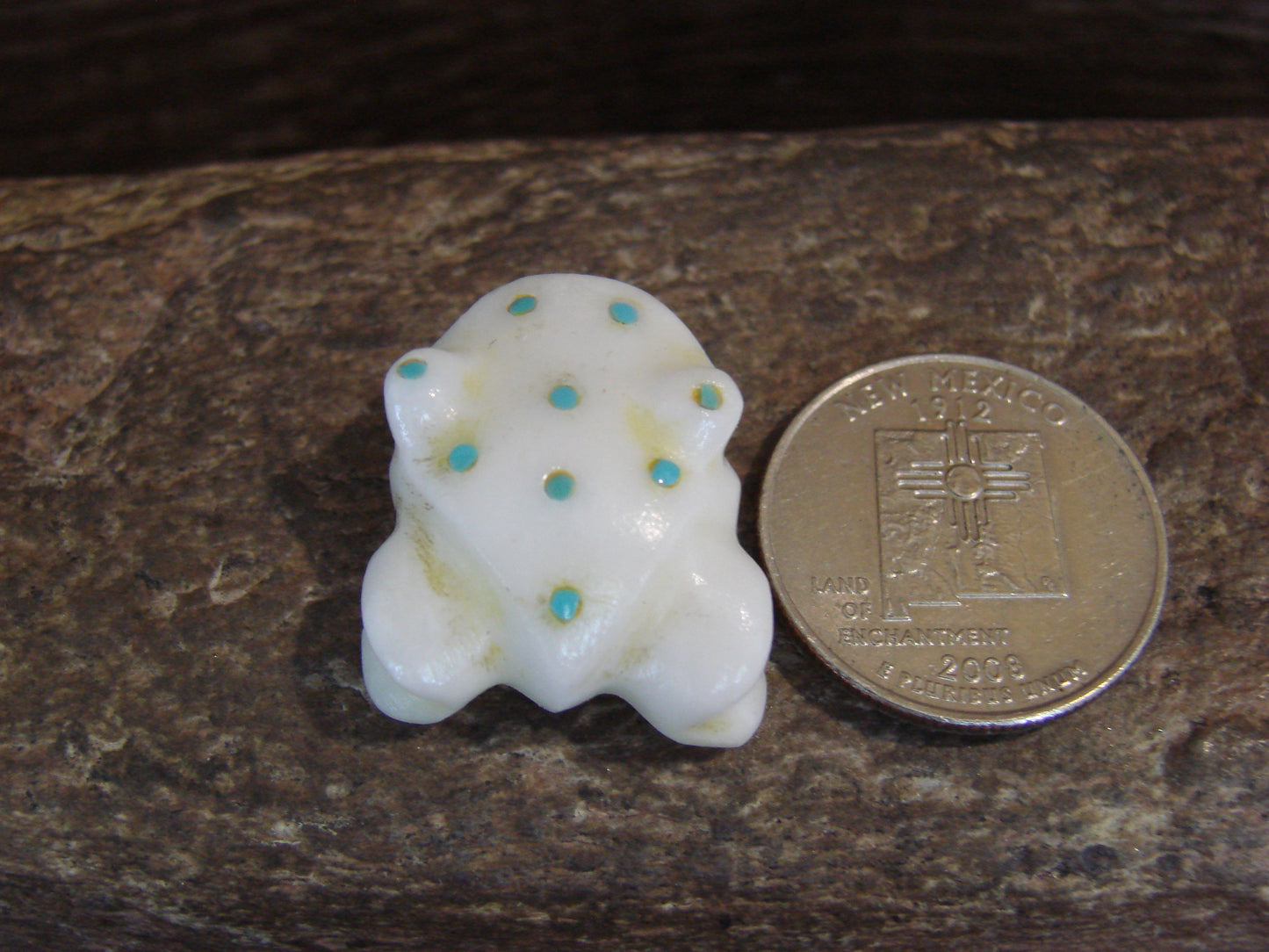 Native American Indian Hand Carved Alabaster Frog Fetish - B. Phillips