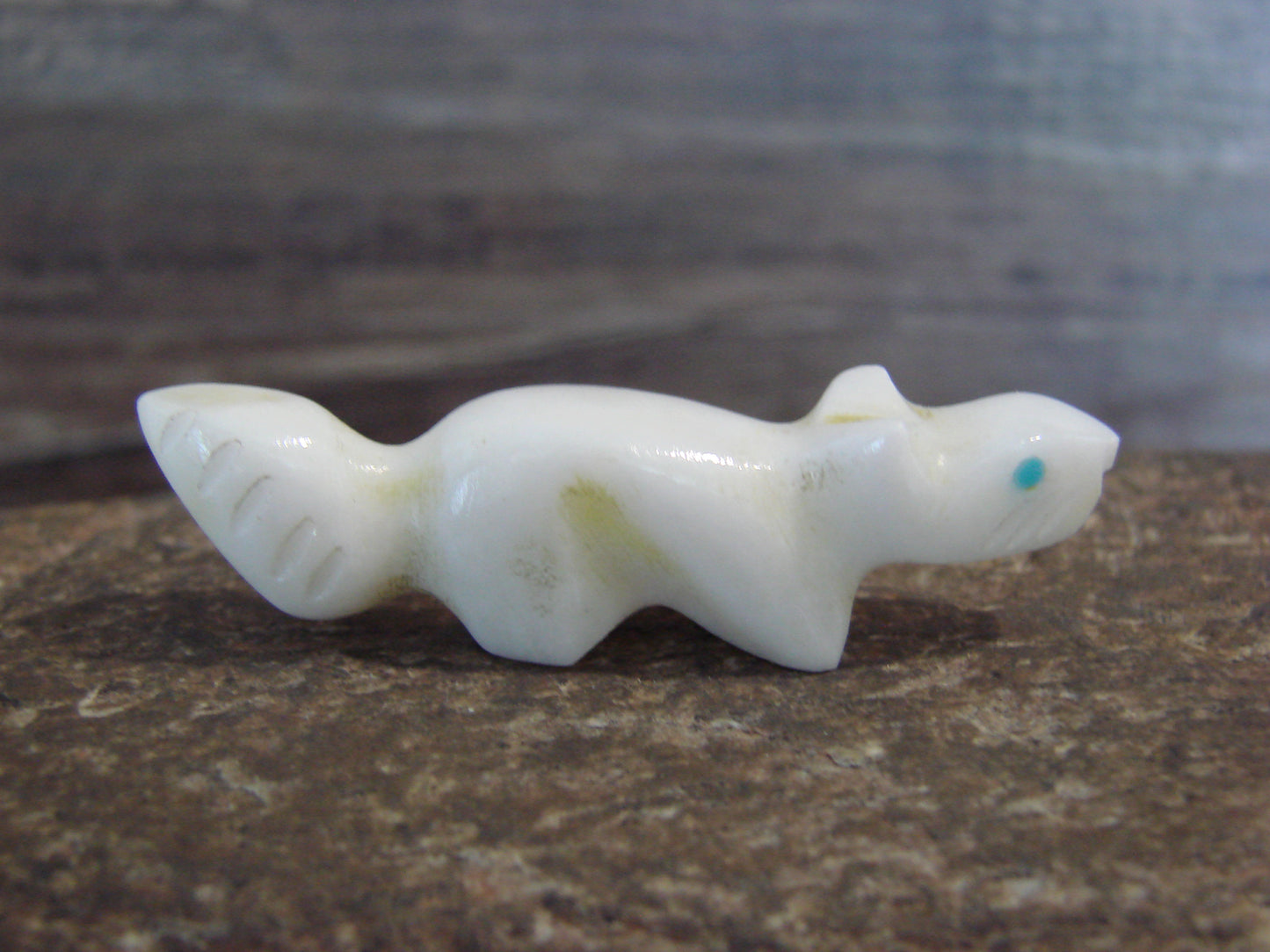 Native American Indian Hand Carved Alabaster Squirrel Fetish - B. Phillips