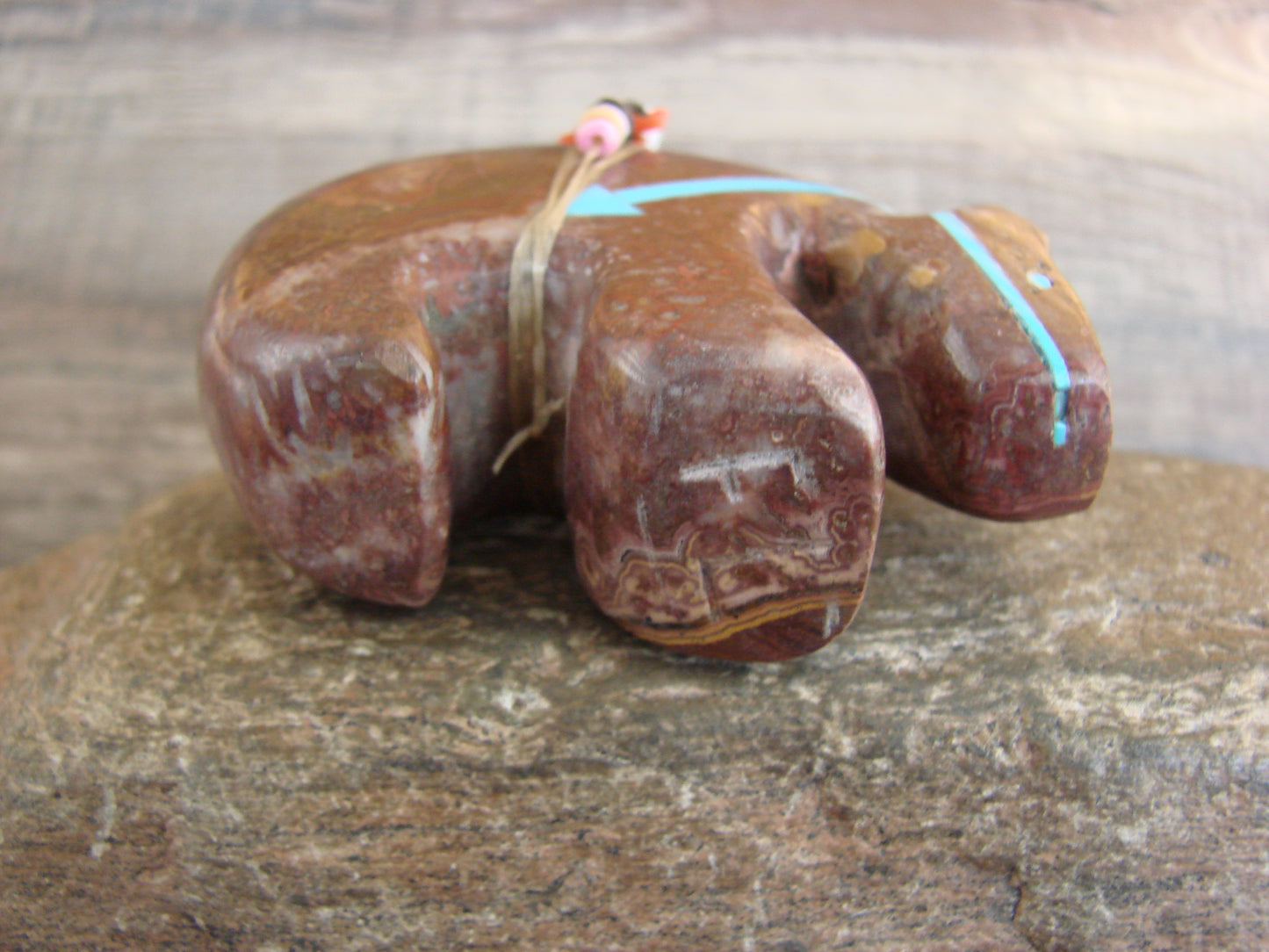 Native American Zuni Hand Carved Heart Line Bear Fetish- Laiwakete