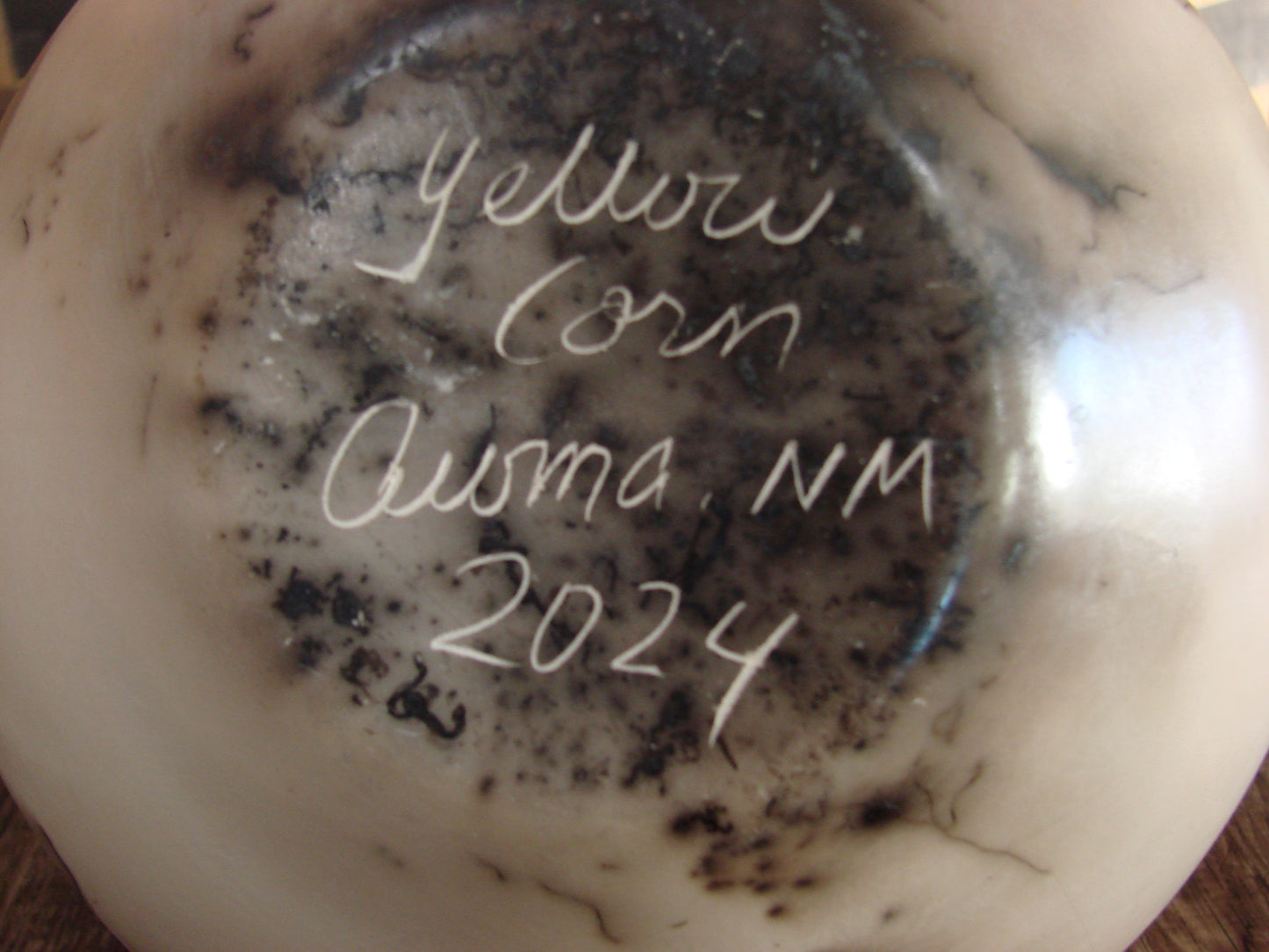 Native American Acoma Hand Etched Horse Hair Pottery by Yellow Corn