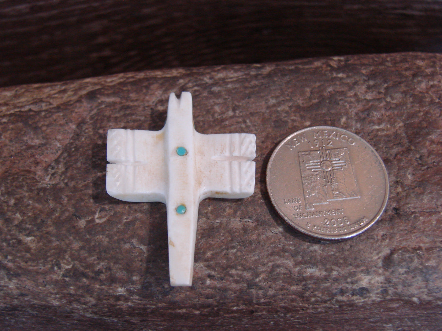 Native American Indian Hand Carved Alabaster Dragonfly Fetish - B. Phillips