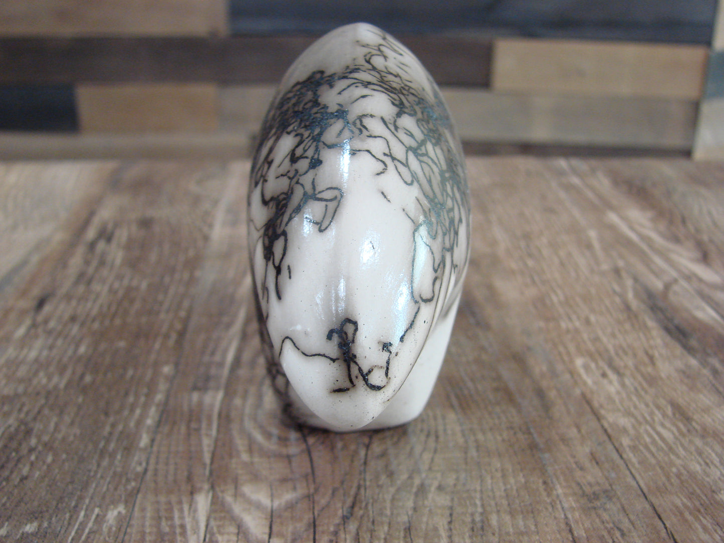 Small Native American Pottery Horse Hair Bear Sculpture by Vail