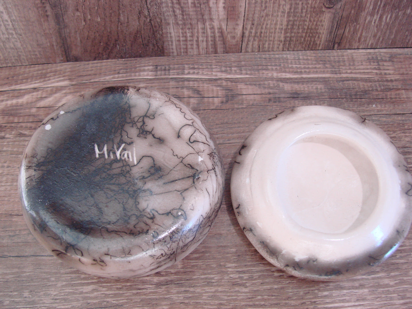 Native American Pottery Horse Hair Jewelry Trinket Box by Vail