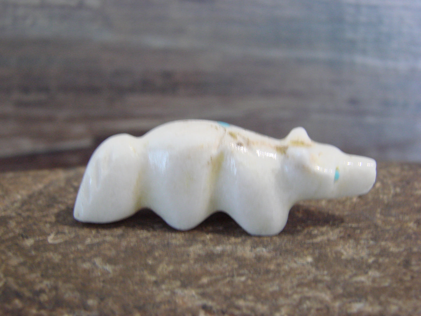 Native American Indian Hand Carved Alabaster Wolf Fetish - B. Phillips