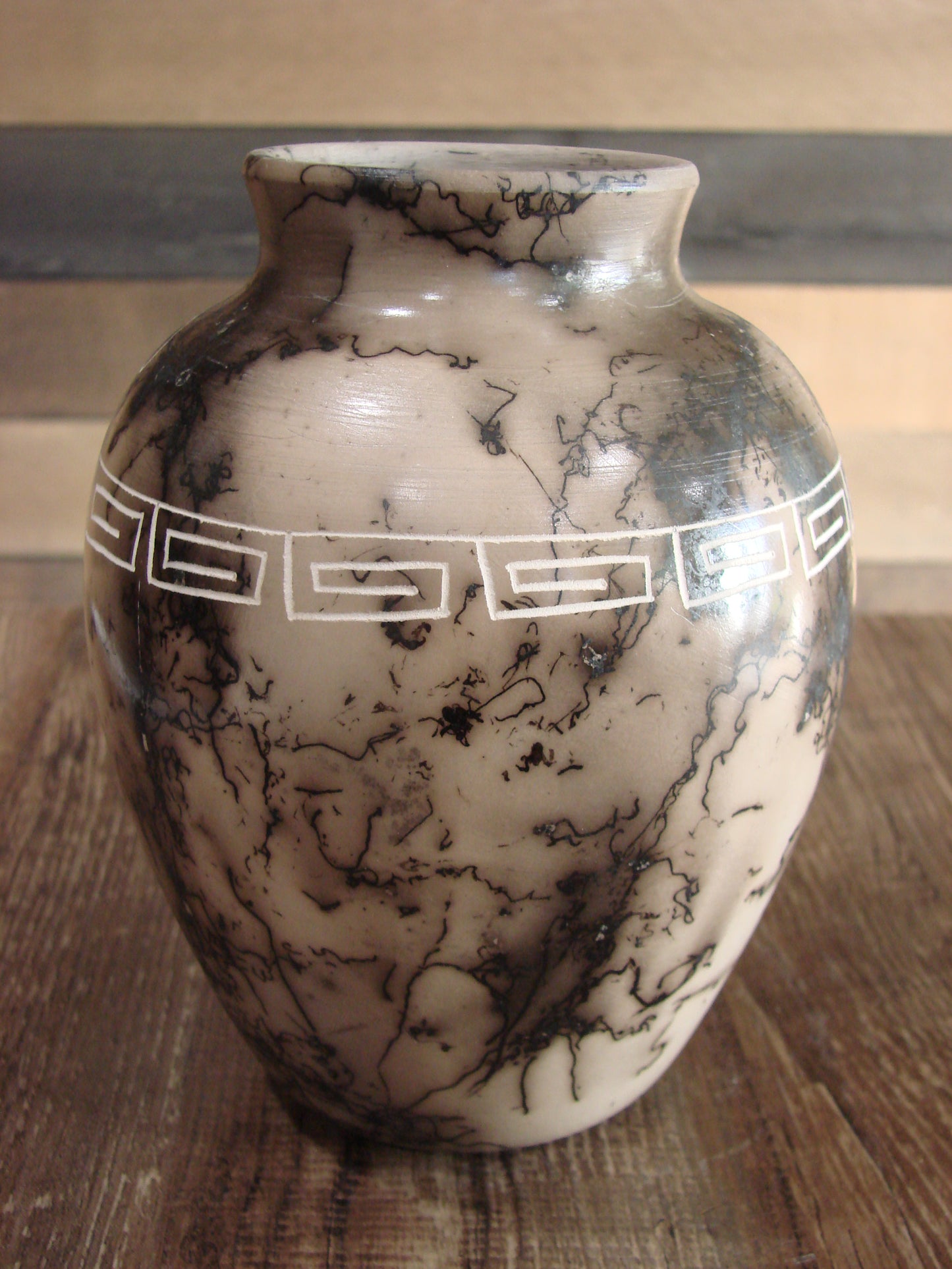 Native American Acoma Hand Etched Horse Hair Pottery by Yellow Corn