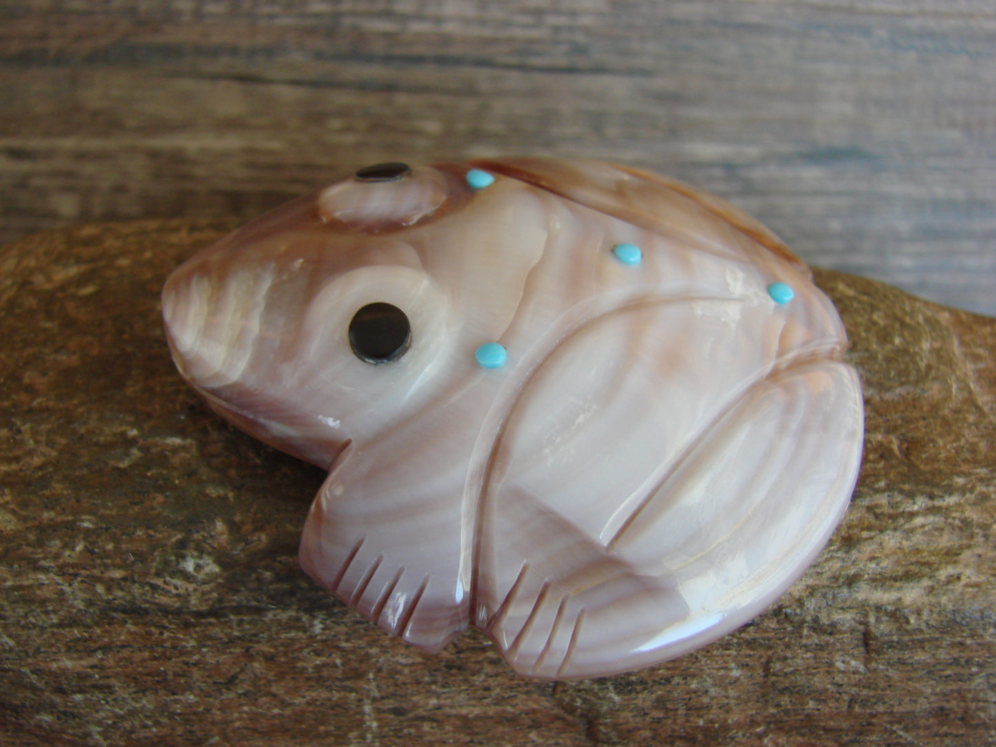 Native American Zuni Indian Shell Frog Fetish by Lunasee