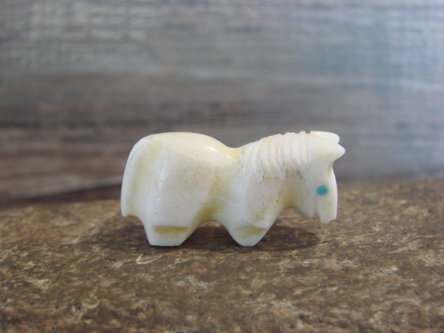Native American Indian Hand Carved Alabaster Horse Fetish - B. Phillips