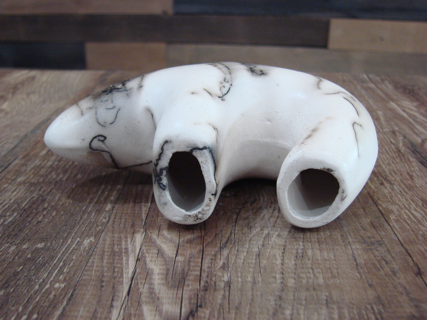 Small Native American Pottery Horse Hair Bear Sculpture by Vail