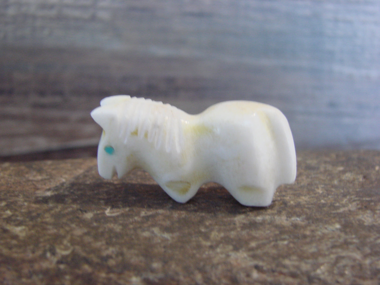 Native American Indian Hand Carved Alabaster Horse Fetish - B. Phillips